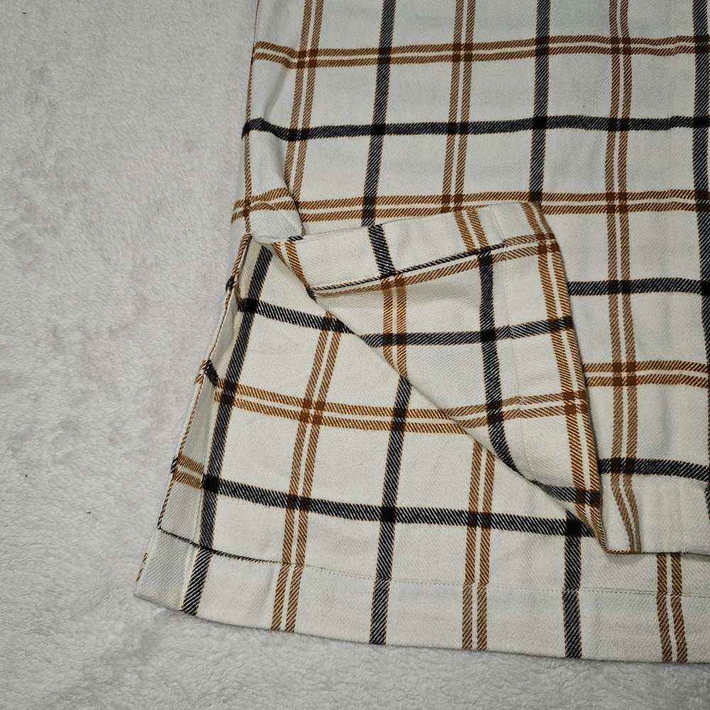 Madewell White and Orange Plaid Button-Down Shirt